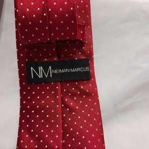 Neiman Marcus Red with White Dots 100% Silk Neck Tie Made in China WPL 13185